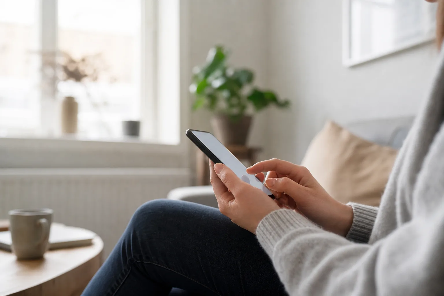 Person skriver in sitt telefonnummer för att flytta det vid operatörsbyte